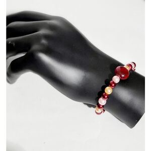 Hand Crafted Pink Peach Red Pearlescent Beaded Bracelet